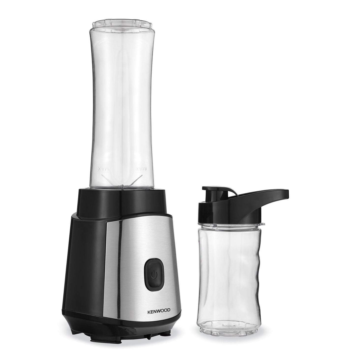 KENWOOD Personal Blender 350W Smoothie Blender/Smoothie Maker with 570ml & 400ml Tritan Smoothie2Go Bottle and Lid, Ice Crush Function BLM05.A0BK Black/Silver