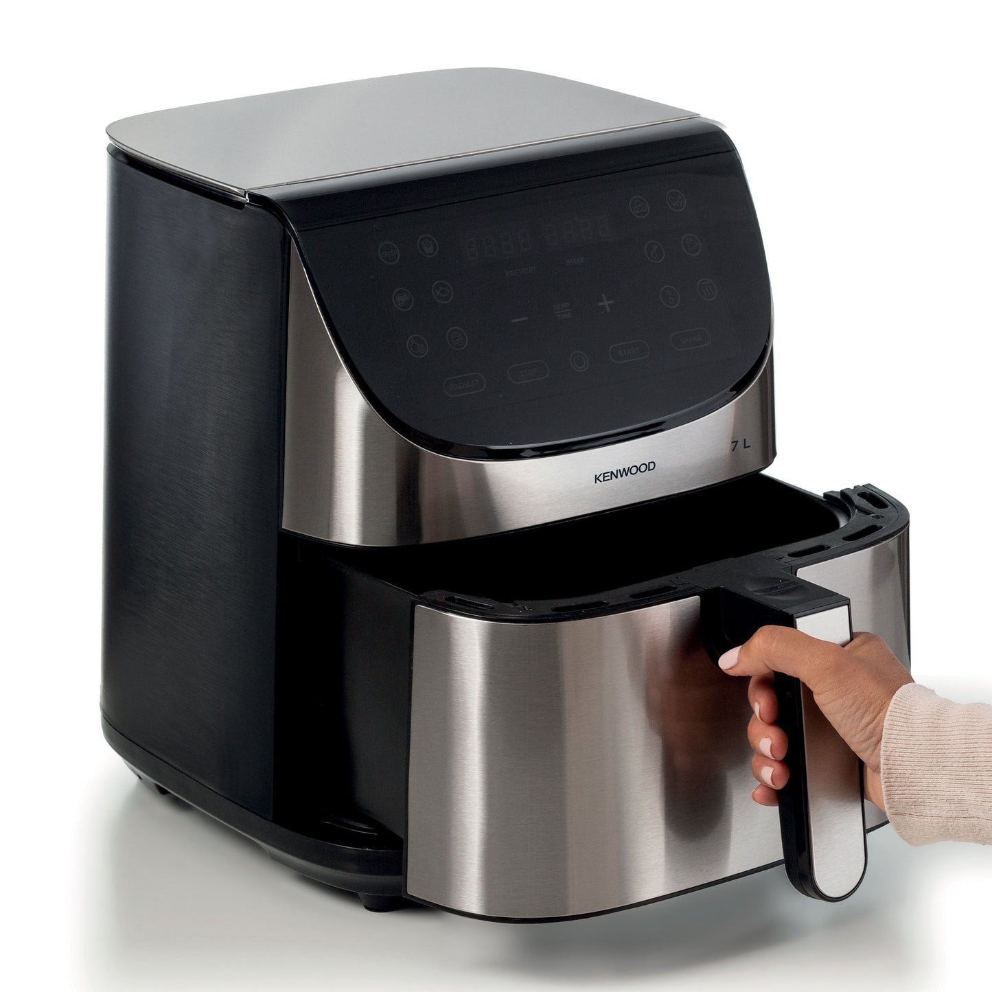 KENWOOD Digital Air Fryer XXXL 7L 2.8KG 1800W with Max Crisp Function, Recipe Book, Rapid Hot Air Circulation for Frying, Grilling, Broiling, Roasting, Baking and Toasting HFM80.000SS Silver/Black