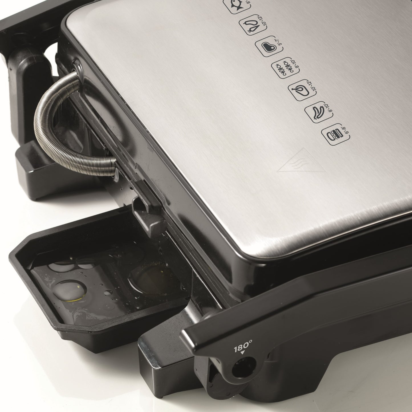 KENWOOD Grill 2000W Contact Health Grill Panini Press with Variable Temperature, 3 Grill Positions for Panini, Burger, Sandwich, Pizza, Steak, Chicken, Fish, Vegetables HGM31.000SI Black/Silver