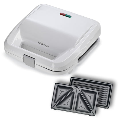 KENWOOD 2-in-1 Sandwich Maker & Grill with 2 Sets of Non Stick Multifunctional Plates for Grilling and Toasted Sandwiches SMP02.000WH White