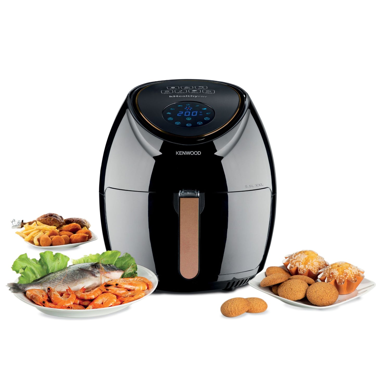 Kenwood HFP50 Series Digital Air Fryer 5.5 L | 1800 W Hot Air Circulation | Healthy Oil-Free Cooking | Available in Black & White