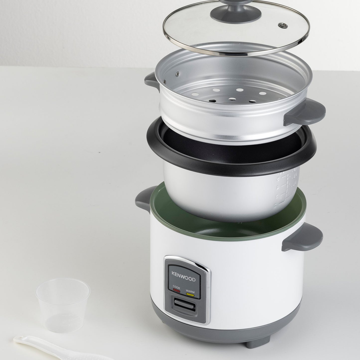 Kenwood 2-in-1 Rice Cooker 0.6L 3-Cup with Steamer Basket RCM06.000WH Rice Cooker – 450 W | 0.6 L Capacity | White Finish