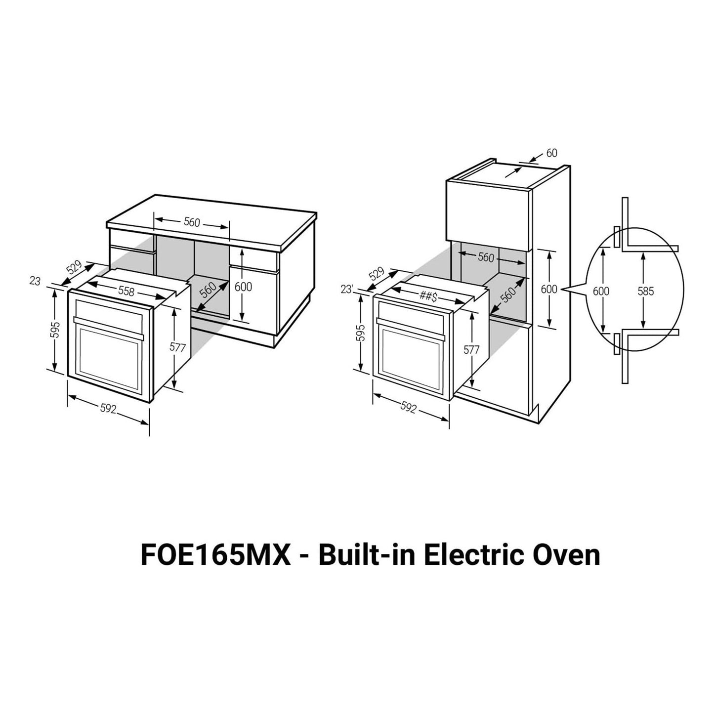 FAGOR built-in electric oven 65 Liter 60cm with fan 5 function, Optimal Heat for Best Baking Results, stainless oven FOE165MX
