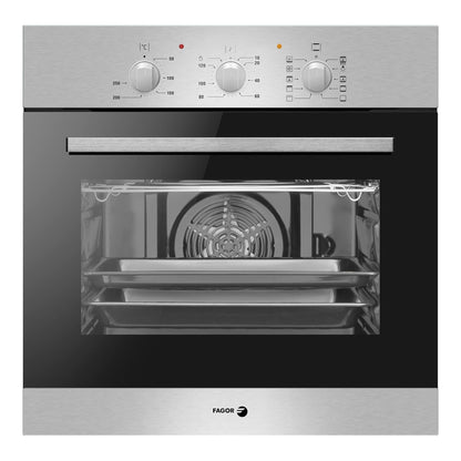FAGOR Built-in 77 Liter Oven 9 oven functions with hot air achieves perfect baking and roasting results on up to three levels simultaneously, OE-340X