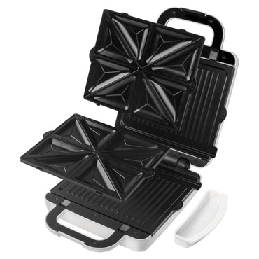 KENWOOD 4 Slots 2-in-1 Sandwich Maker & Grill (180° Open Flat for Using as a Griddle) with 2 Sets of Non Stick Multifunctional Plates for Grilling and Toasted Sandwiches SMP94.A0WH White