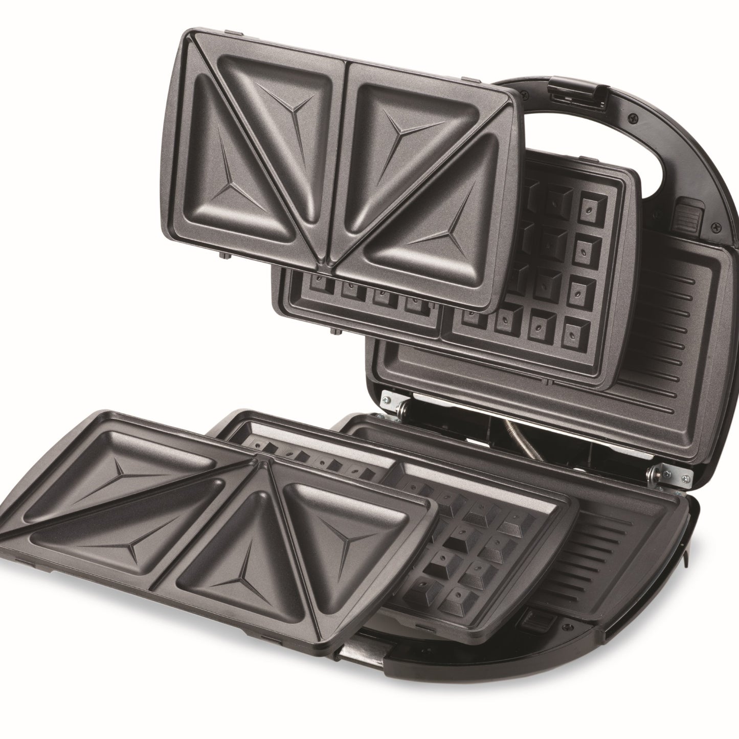 Kenwood Sandwich Maker 3 In 1 Sandwich, Grill/Griddle, Waffle, Dual Plate Press For Toasties, Easy To Use & Clean, Non-Stick Plates, Compact Size Bread Toaster Black/Metal SMM01.A0BK