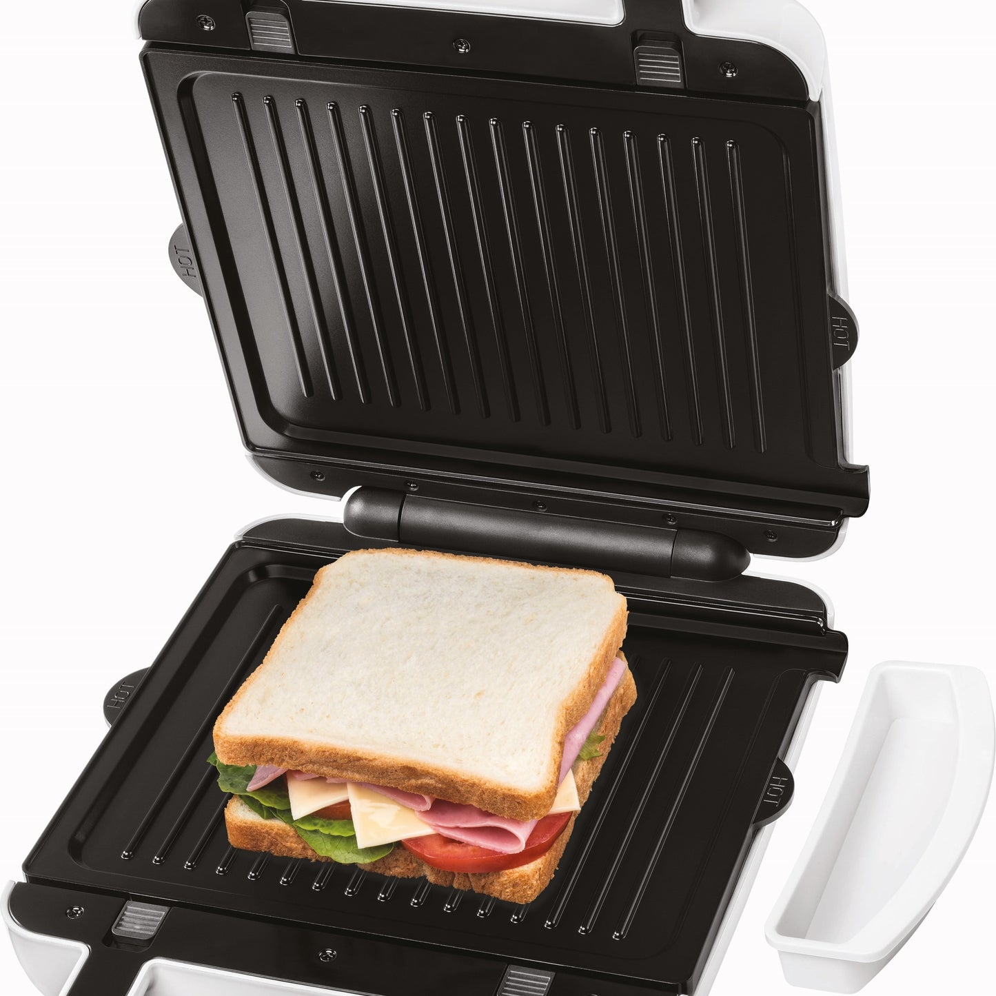 KENWOOD 4 Slots 2-in-1 Sandwich Maker & Grill (180° Open Flat for Using as a Griddle) with 2 Sets of Non Stick Multifunctional Plates for Grilling and Toasted Sandwiches SMP94.A0WH White