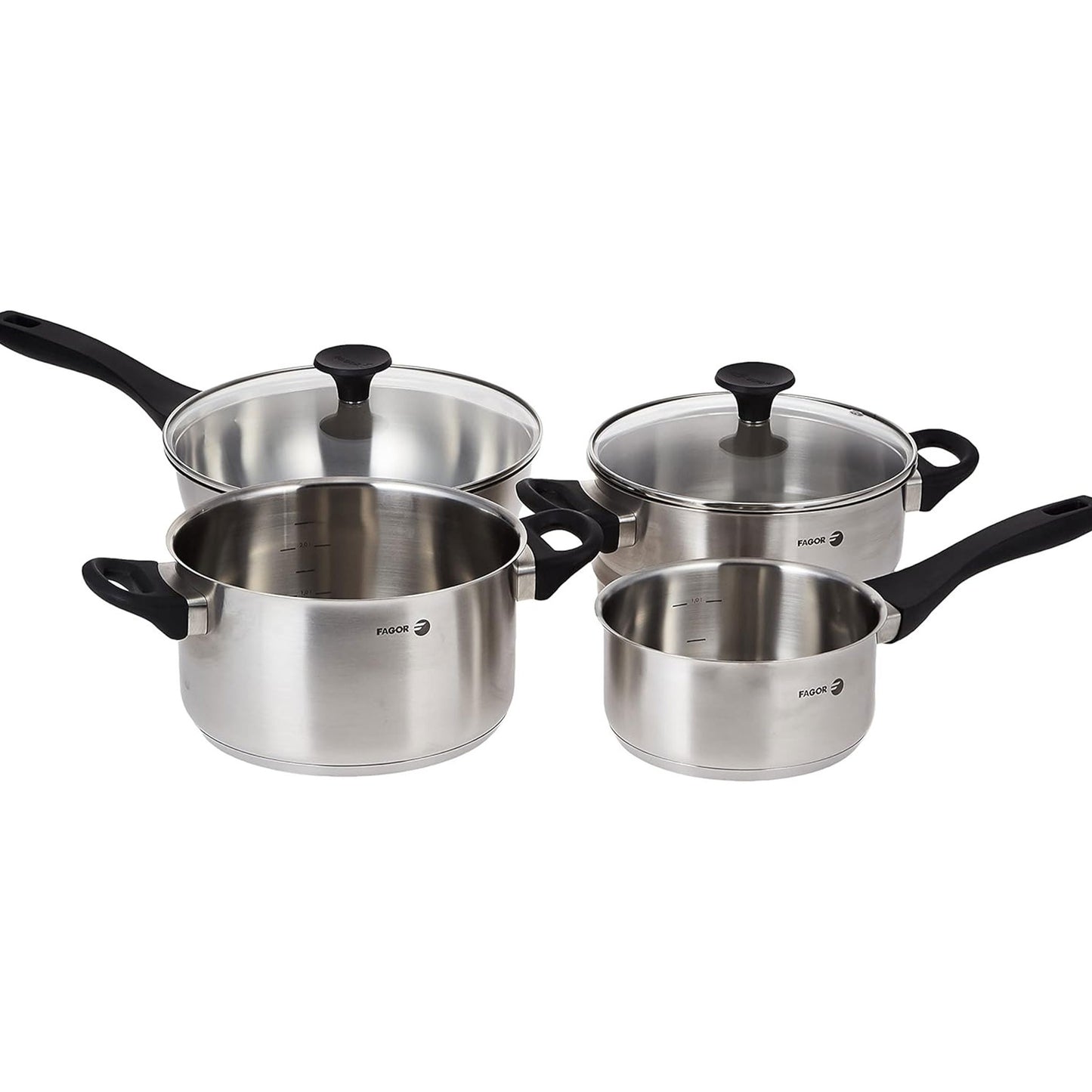 Fagor Premium Stainless Steel Cookware Set Stainless Steel 6-Piece Heavy Duty Cookware Silver 06 pcs