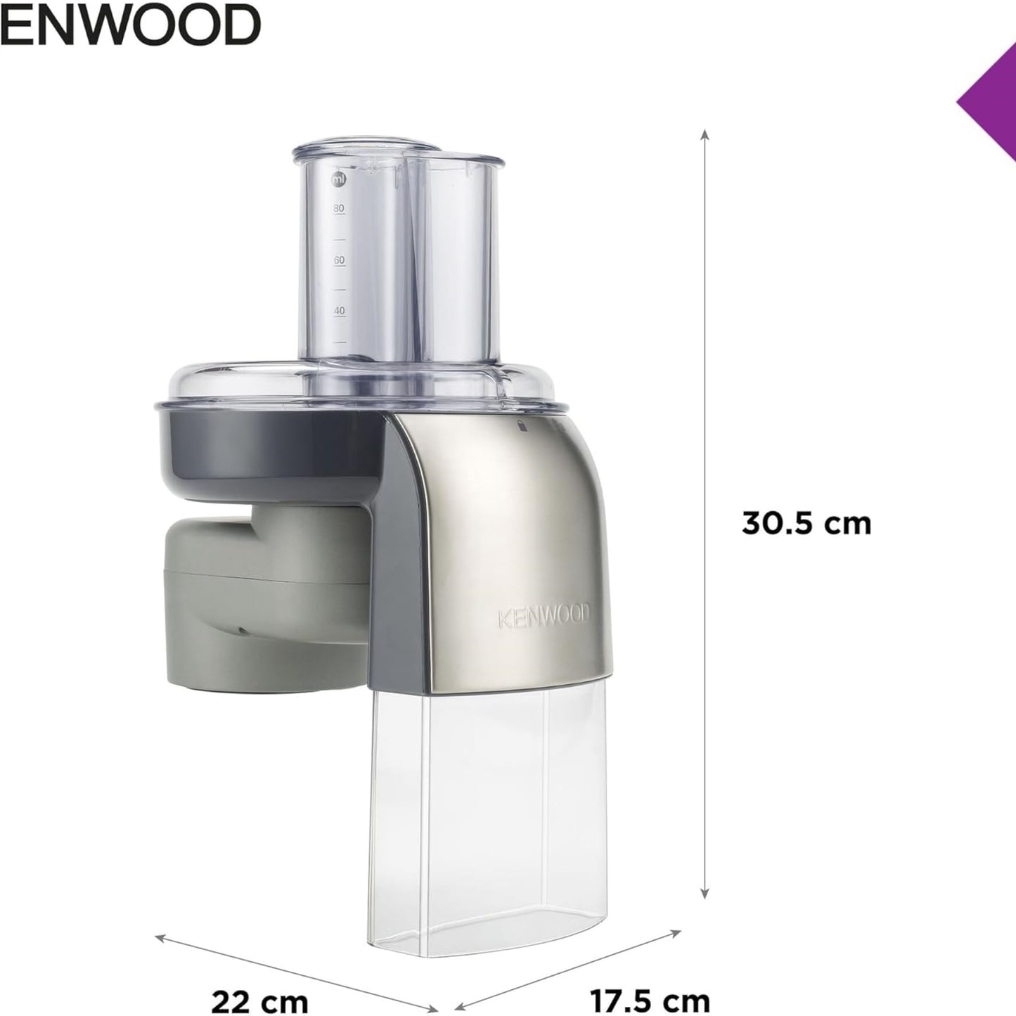 Kenwood AT340 – Food Slicer & Grater Attachment with 7 Stainless Steel Plates | For Chef & Chef XL Kitchen Machines
