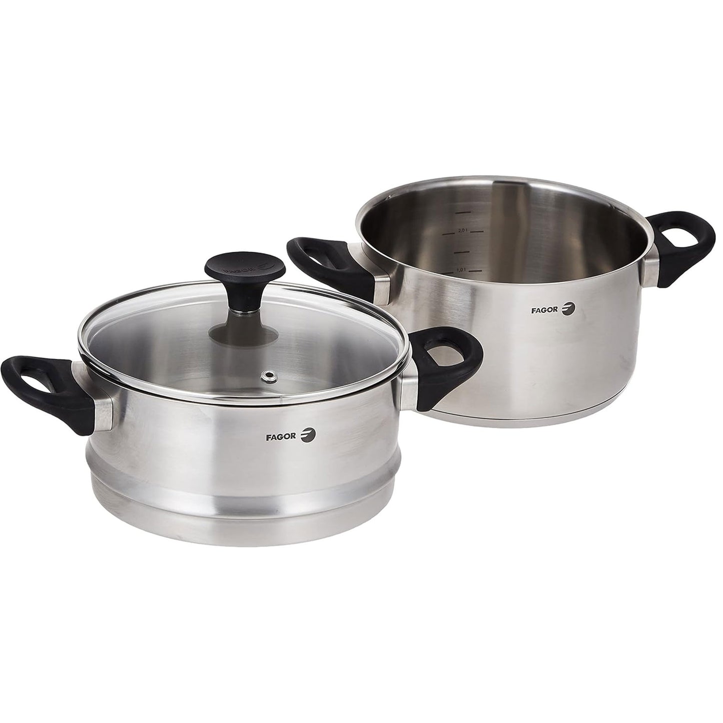 Fagor Premium Stainless Steel Cookware Set Stainless Steel 6-Piece Heavy Duty Cookware Silver 06 pcs