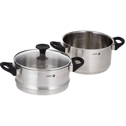 Fagor Premium Stainless Steel Cookware Set Stainless Steel 6-Piece Heavy Duty Cookware Silver 06 pcs