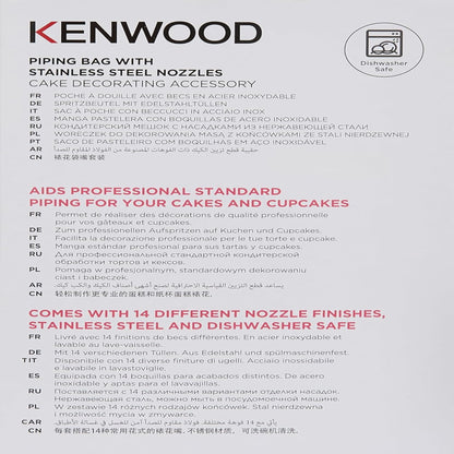 Kenwood KWSD120 – Cake Decorating Piping Bag Set with Stainless Steel Nozzles (14 Designs)