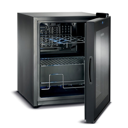 KENWOOD Beverage Cooler 12 Bottles Wine Cooler Refrigerator with Double Glass Door, Blue Light, Smart Temperature Control BCM12.000BK Black