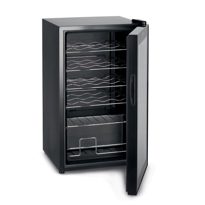 Kenwood Beverage Cooler 24 Bottles Wine Cooler Refrigerator With Double Glass Door, Blue Light, Smart Temperature Control BCM24.000BK Black