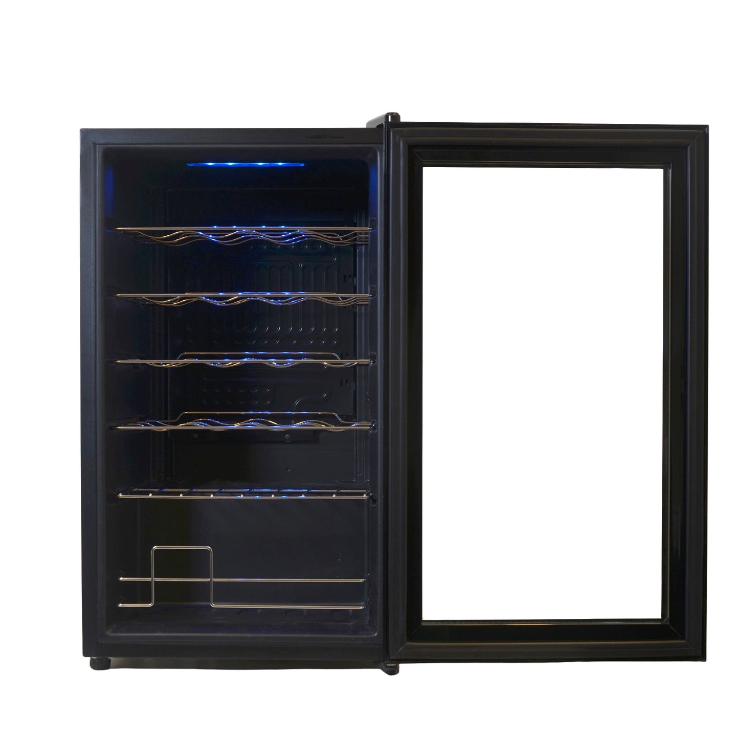 Kenwood Beverage Cooler 24 Bottles Wine Cooler Refrigerator With Double Glass Door, Blue Light, Smart Temperature Control BCM24.000BK Black