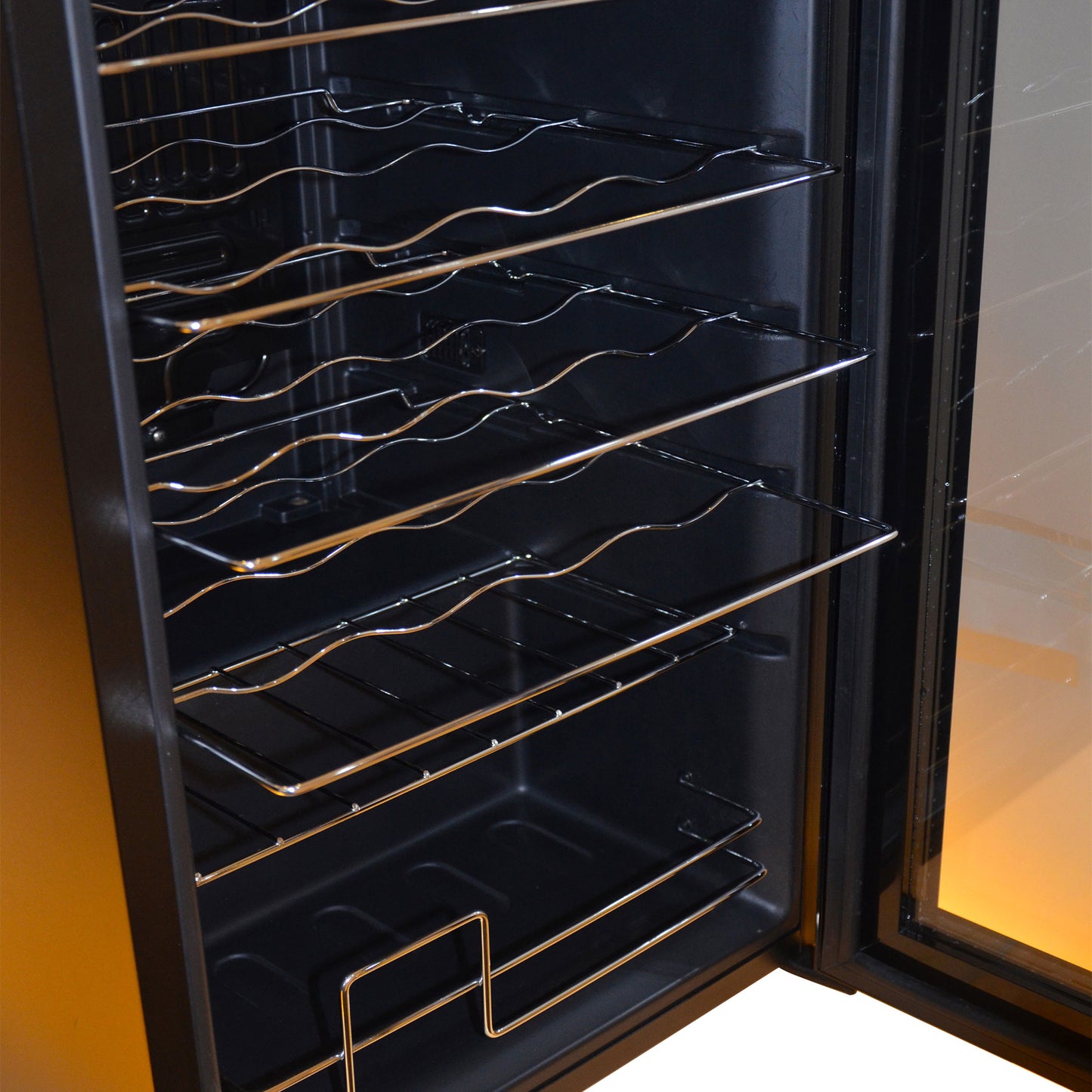 Kenwood Beverage Cooler 24 Bottles Wine Cooler Refrigerator With Double Glass Door, Blue Light, Smart Temperature Control BCM24.000BK Black