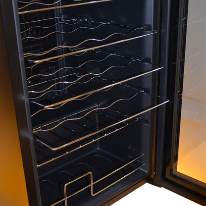 Kenwood Beverage Cooler 24 Bottles Wine Cooler Refrigerator With Double Glass Door, Blue Light, Smart Temperature Control BCM24.000BK Black