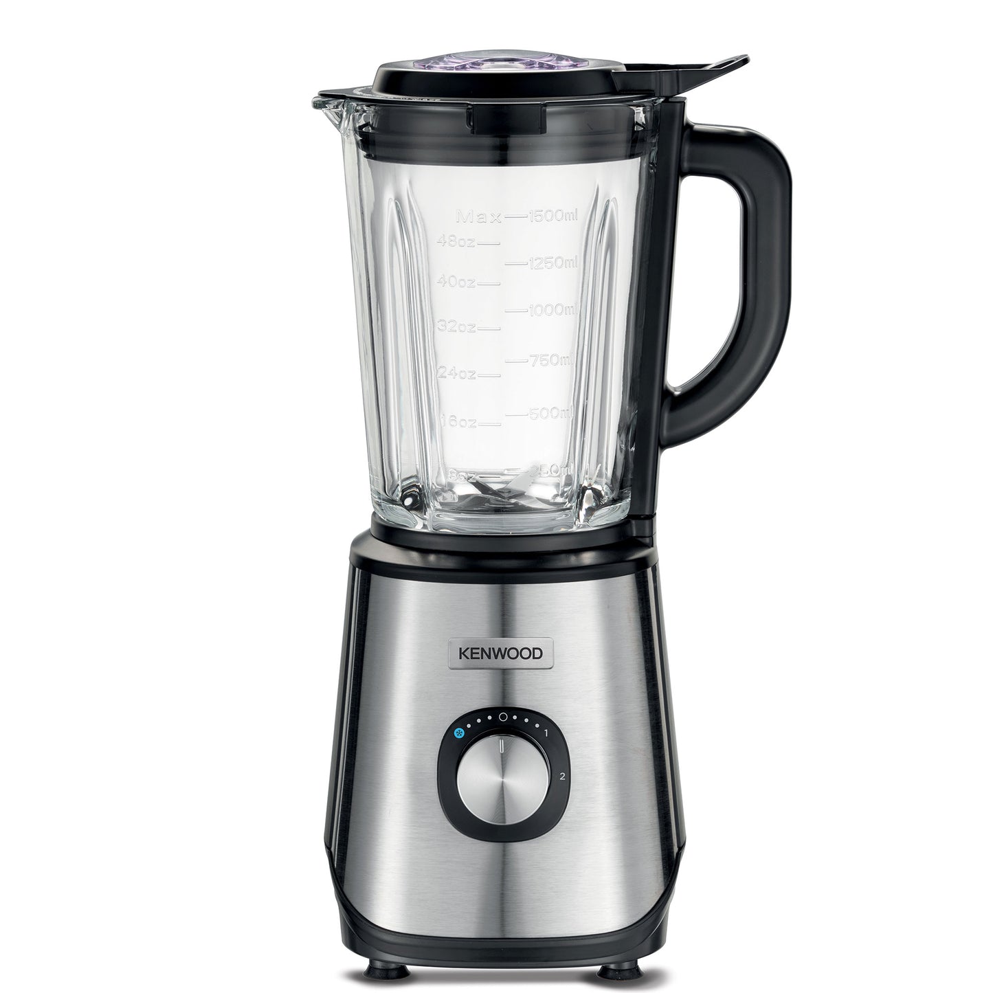 Kenwood Glass Blender 1000W Power Blender Smoothie Blender/Smoothie Maker 1.5L with Grinder Mill, Chopper Mill, Ice Crush Function BLM45.720SS Black/Silver