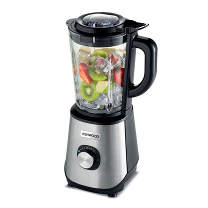 KENWOOD Glass Blender 1000W Power Blender Smoothie Blender/Smoothie Maker 1.5L with 2 Grinder Mills, Chopper Mill, Ice Crush Function BLM45.880SS Black/Silver