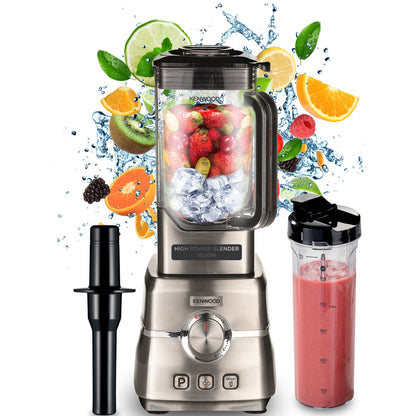 Kenwood Premium Power Blender 1500W Smoothie Blender With 2L Tritan Jar, 500ML Smoothie2Go Bottle & Lid, Blender Tamper/Food Presser, 6 Speed+3 Preset Programs, Ice Crush Function BLM91.640SS Silver