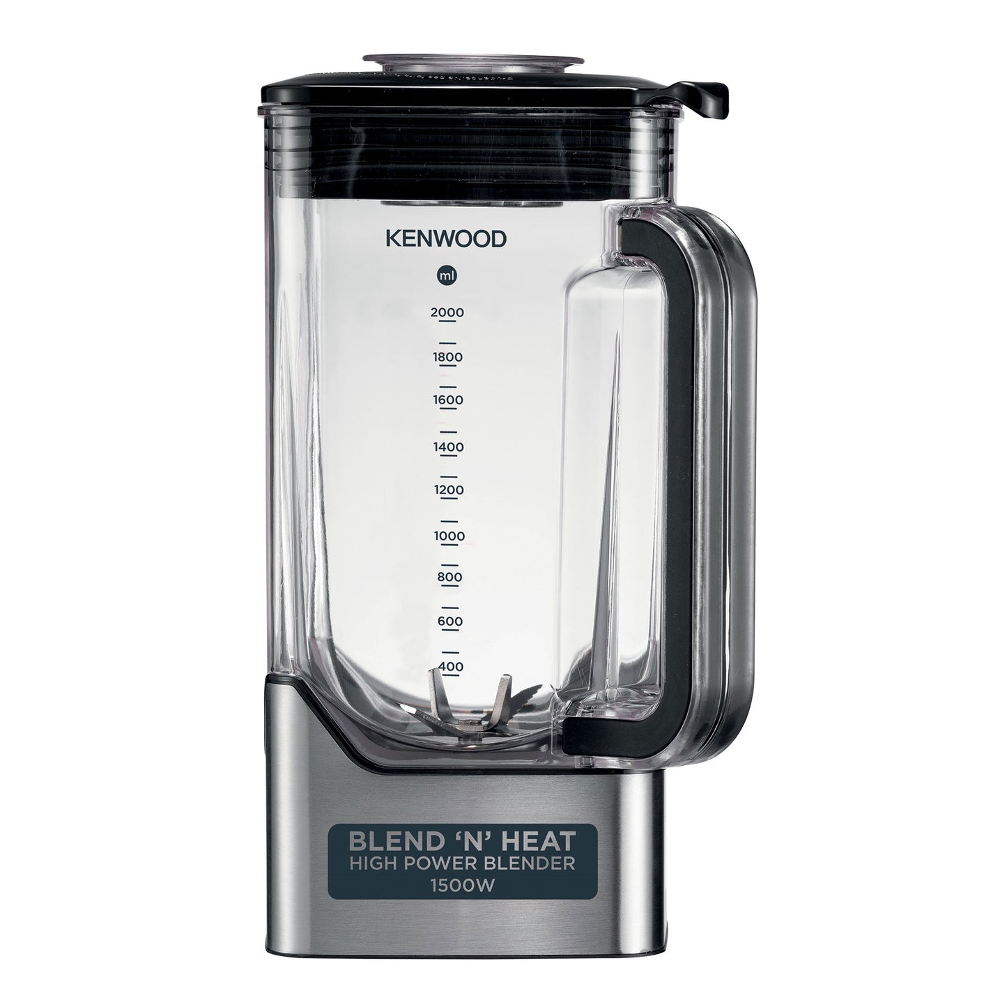 KENWOOD Premium Power Blender 1500W Smoothie Soup with 2L Tritan Jar, 2 Smoothie2Go Bottles, Heating Function for Soup, 10 Speed+6 Preset Programs, Ice Crush BLM92.920SS Silver