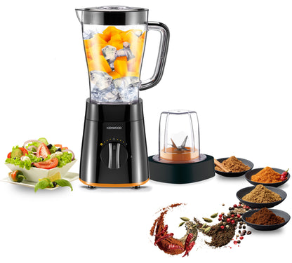 Kenwood Blender 500W Smoothie Blender/Smoothie Maker 1.5L With Multi Mill (Grinder/Chopper), Ice Crush Function Blp15.150 Black & White