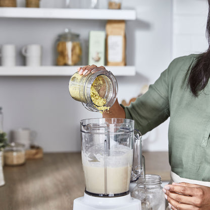 KENWOOD Blender 350W Smoothie Blender/Smoothie Maker Blend-Xtract™ (Effortless and Efficient Blending for Nutritious Blends) 1L with Multi Mill (Grinder/Chopper), Smoothie2Go Bottle BLP31.D0WG White