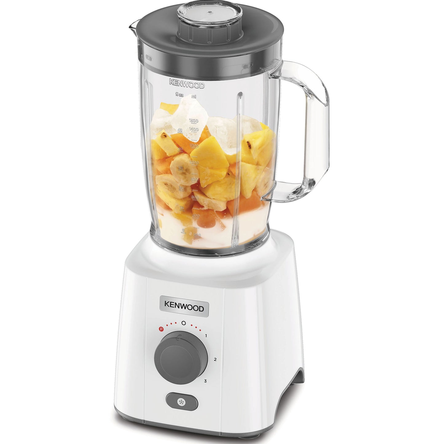 Kenwood Blender 650W Smoothie Blender/Smoothie Maker Blend-X Fresh 1.5L With Extra Blender Jar, Grinder Mill, Grater Mill, Ice Crush Function Blp41.H0Wh White