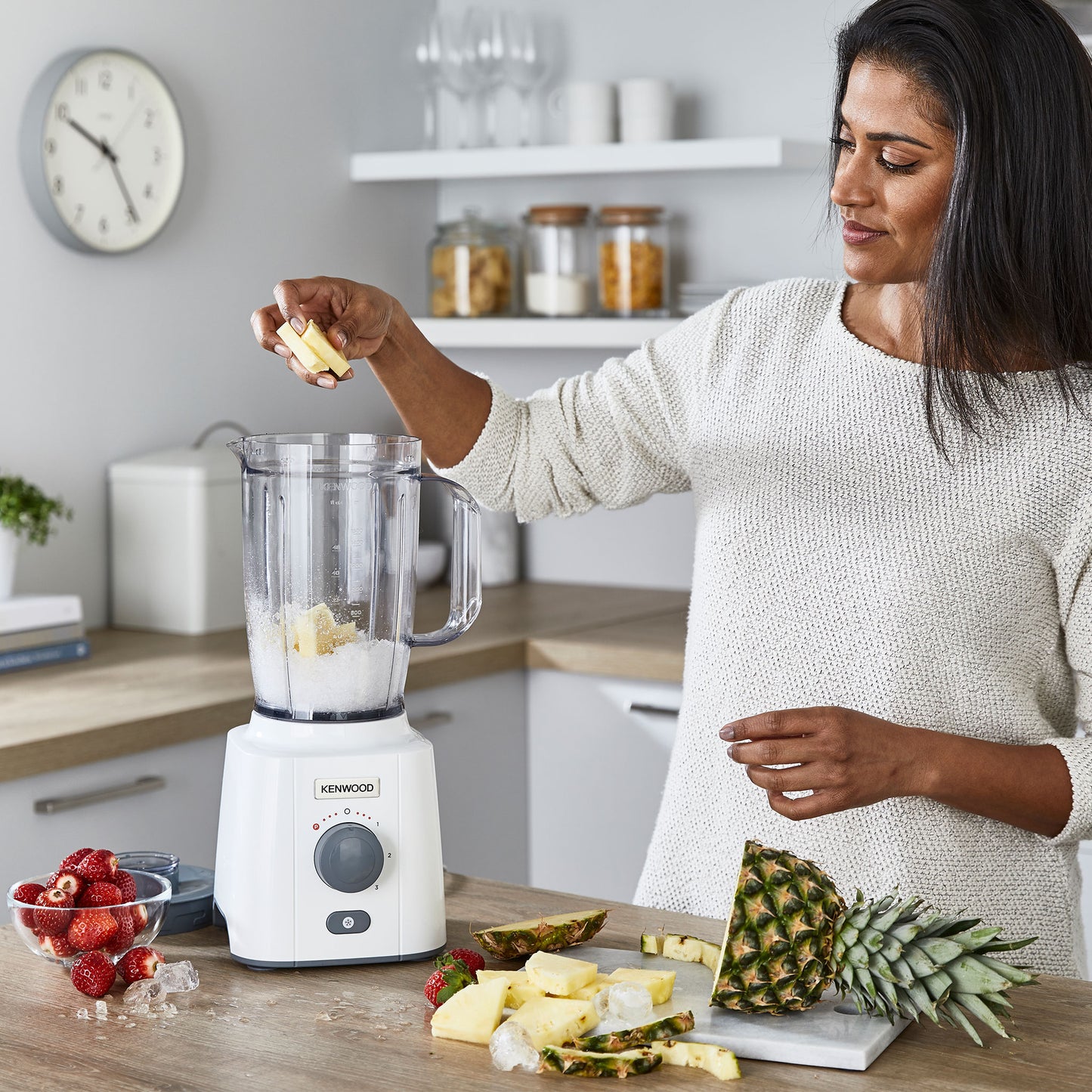 Kenwood Blender 650W Smoothie Blender/Smoothie Maker Blend-X Fresh 1.5L With Extra Blender Jar, Grinder Mill, Grater Mill, Ice Crush Function Blp41.H0Wh White
