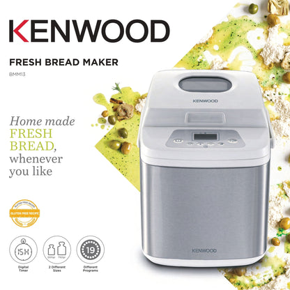 Kenwood Bread Maker 19-in-1 Multifunctional Automatic Fresh Bread Making Machine with Digital Timer, 19 Different Programs BMM13.000WH White/Silver