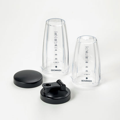 Kenwood Personal Blender 600W Smoothie Blender/Smoothie Maker With 700Ml & 600Ml Tritan Smoothie2Go Bottle And Lid, Ice Crush Function BSP70.180SI Black/Silver