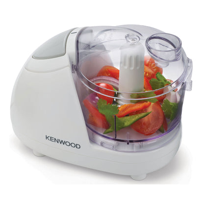 KENWOOD Chopper 300W Electric Food Chopper with 350ml Bowl, Dual Speed, Stainless Steel Blade, New ‘Mayonnaise’ Oil Drip Lid, Compact Design, Rubber Feet, Safety Bowl Interlock CH180A White