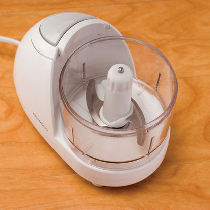 KENWOOD Chopper 300W Electric Food Chopper with 350ml Bowl, Dual Speed, Stainless Steel Blade, New ‘Mayonnaise’ Oil Drip Lid, Compact Design, Rubber Feet, Safety Bowl Interlock CH180A White