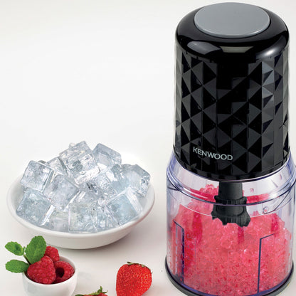 KENWOOD Chopper 400W Electric Food Chopper with 500ml Bowl, Dual Speed, Stainless Steel Quad Blade, Rubber Lid, Ice Crush Function CHP40.000BK Black & CHP40.000WH