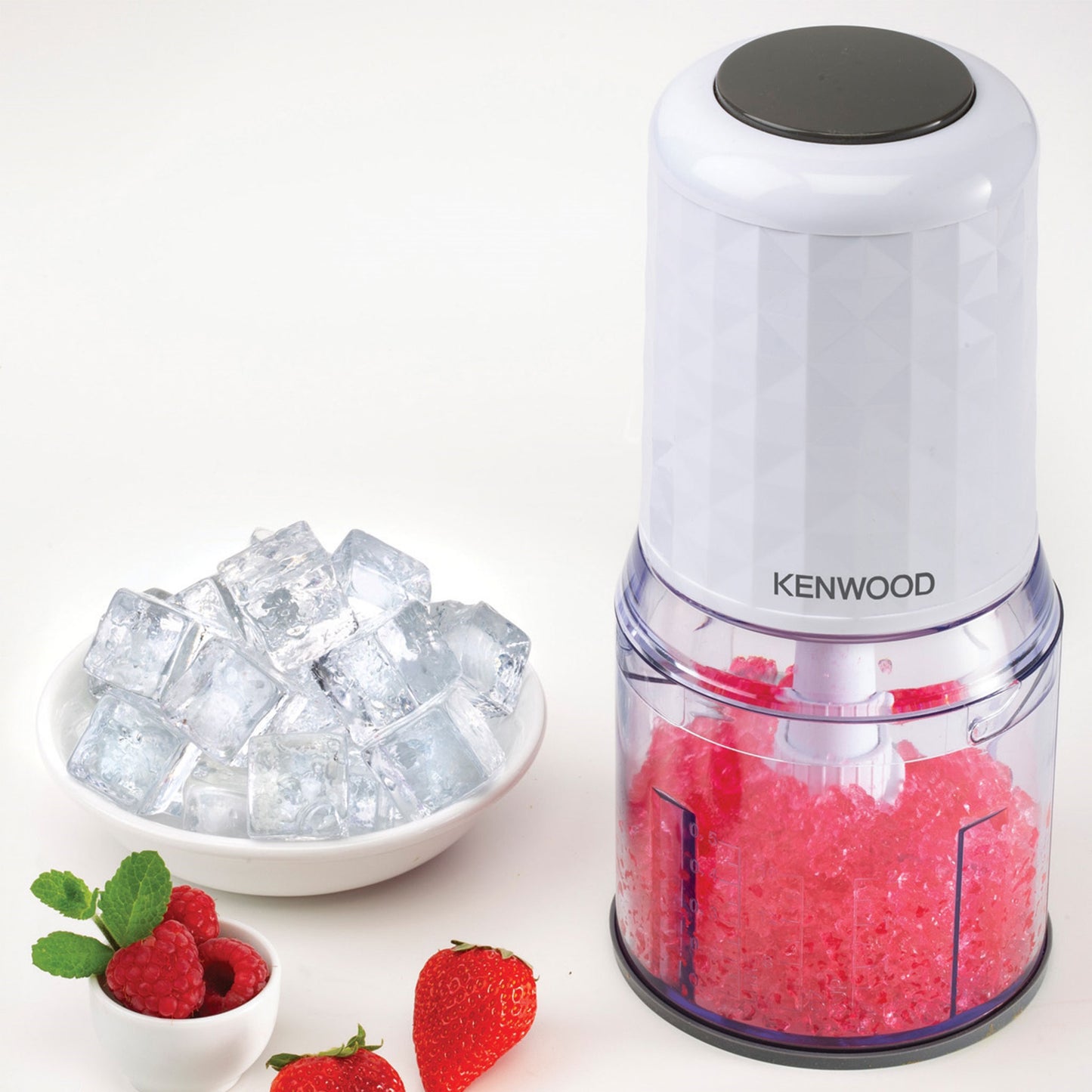 KENWOOD Chopper 400W Electric Food Chopper with 500ml Bowl, Dual Speed, Stainless Steel Quad Blade, Rubber Lid, Ice Crush Function CHP40.000BK Black & CHP40.000WH