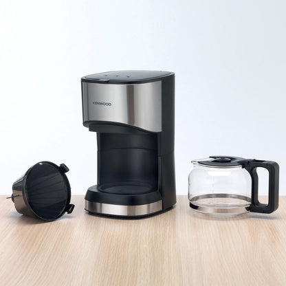KENWOOD Coffee Machine Up To 6 Cup Coffee Maker for Drip Coffee and Americano 550W 40 Min Auto Shut Off, Reusable Filter, Anti Drip Feature, Warming Plate and Easy to Clean CMM05.000BM Black/Silver