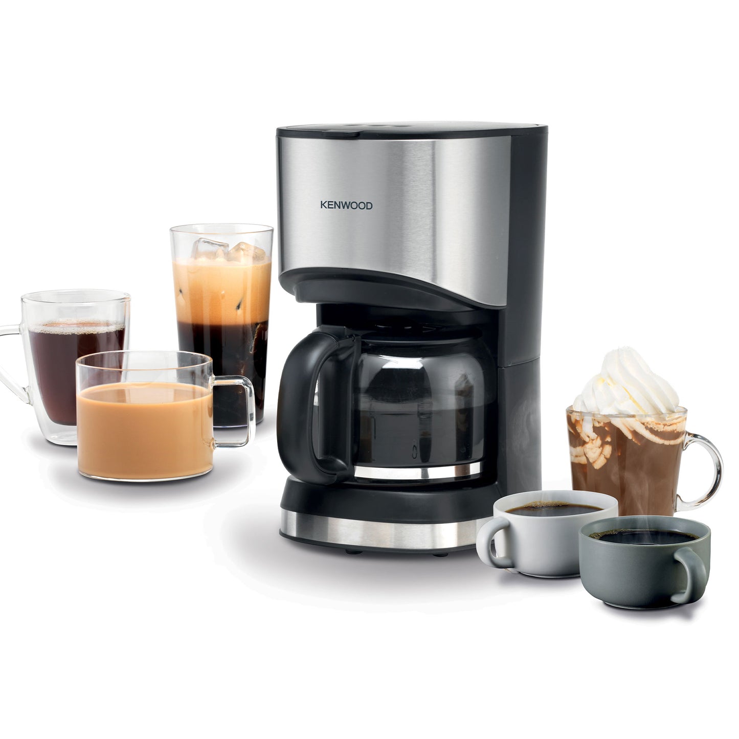 Kenwood Coffee Machine Up To 12 Cup Coffee Maker For Drip Coffee And Americano 900W 40 Min Auto Shut Off, REUSable Filter, Anti Drip Feature, Warming Plate And Easy To Clean Cmm10.000Bm Black/Silver