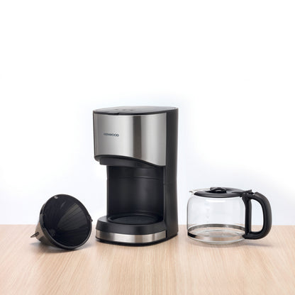 Kenwood Coffee Machine Up To 12 Cup Coffee Maker For Drip Coffee And Americano 900W 40 Min Auto Shut Off, REUSable Filter, Anti Drip Feature, Warming Plate And Easy To Clean Cmm10.000Bm Black/Silver