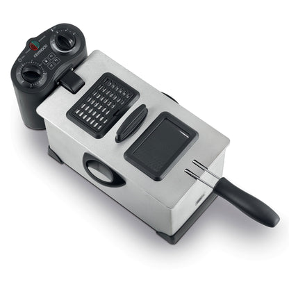 KENWOOD Deep Fryer 3L 2000W with View Window and Stainless Steel Lid for Home, Kitchen and Restaurants DFM50 Silver/Black