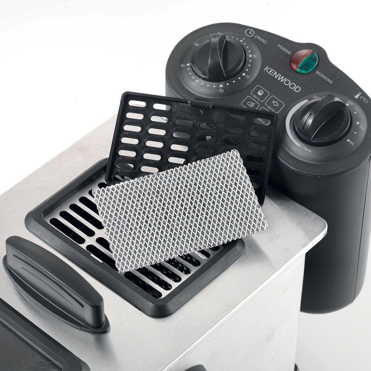 KENWOOD Deep Fryer 3L 2000W with View Window and Stainless Steel Lid for Home, Kitchen and Restaurants DFM50 Silver/Black