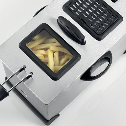 KENWOOD Deep Fryer 3L 2000W with View Window and Stainless Steel Lid for Home, Kitchen and Restaurants DFM50 Silver/Black