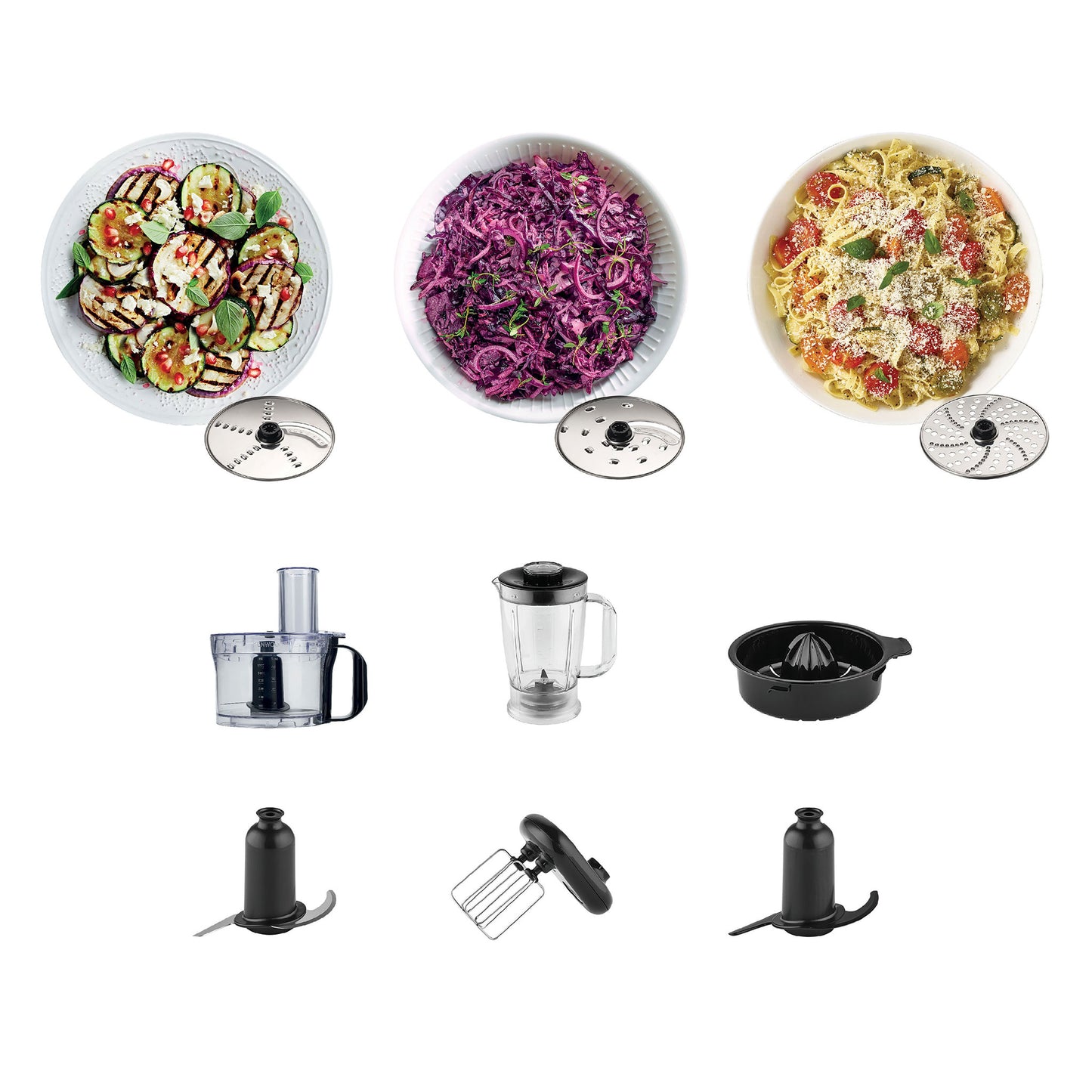 Kenwood Food Processor 800W Multi-Functional With 3 Stainless Steel Disks, Blender, Dual Metal Whisk, Dough Maker, Citrus Juicer FDM301SS Silver