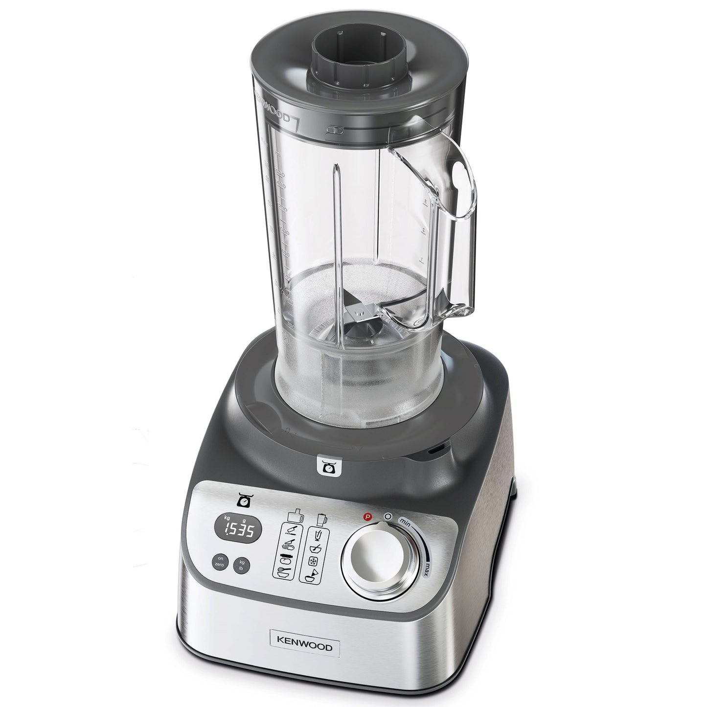 Kenwood Food Processor 1000W With Blender, Grinder Mill, Dual Metal Whisk, Dough Maker, Citrus Juicer, Express Serve/Salad Kitchen Scale/Weighing Tray FDM71.690SS Silver