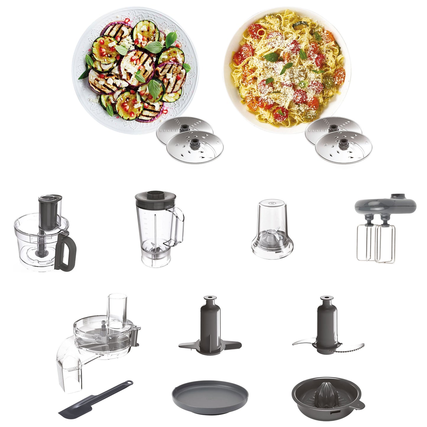 Kenwood Food Processor 1000W With Blender, Grinder Mill, Dual Metal Whisk, Dough Maker, Citrus Juicer, Express Serve/Salad Kitchen Scale/Weighing Tray FDM71.690SS Silver