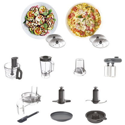 Kenwood Food Processor 1000W With Blender, Grinder Mill, Dual Metal Whisk, Dough Maker, Citrus Juicer, Express Serve/Salad Kitchen Scale/Weighing Tray FDM71.690SS Silver