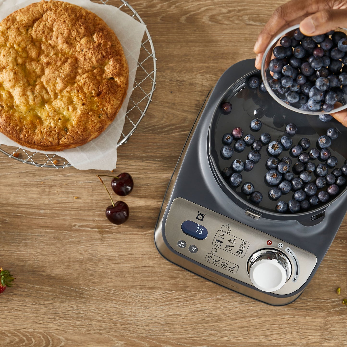 Kenwood Food Processor 1000W With Blender, Grinder Mill, Dual Metal Whisk, Dough Maker, Citrus Juicer, Express Serve/Salad Kitchen Scale/Weighing Tray FDM71.690SS Silver