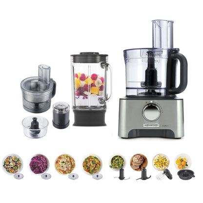 Kenwood FDM788 MultiPro Food Processor – 1,000 W | 3 L Bowl + 1.5 L ThermoResist™ Blender | Silver Finish