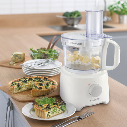 Kenwood Food Processor 800W Multi-Functional With Reversible Stainless Steel Disk, Blender, Whisk Fdp301Wh White