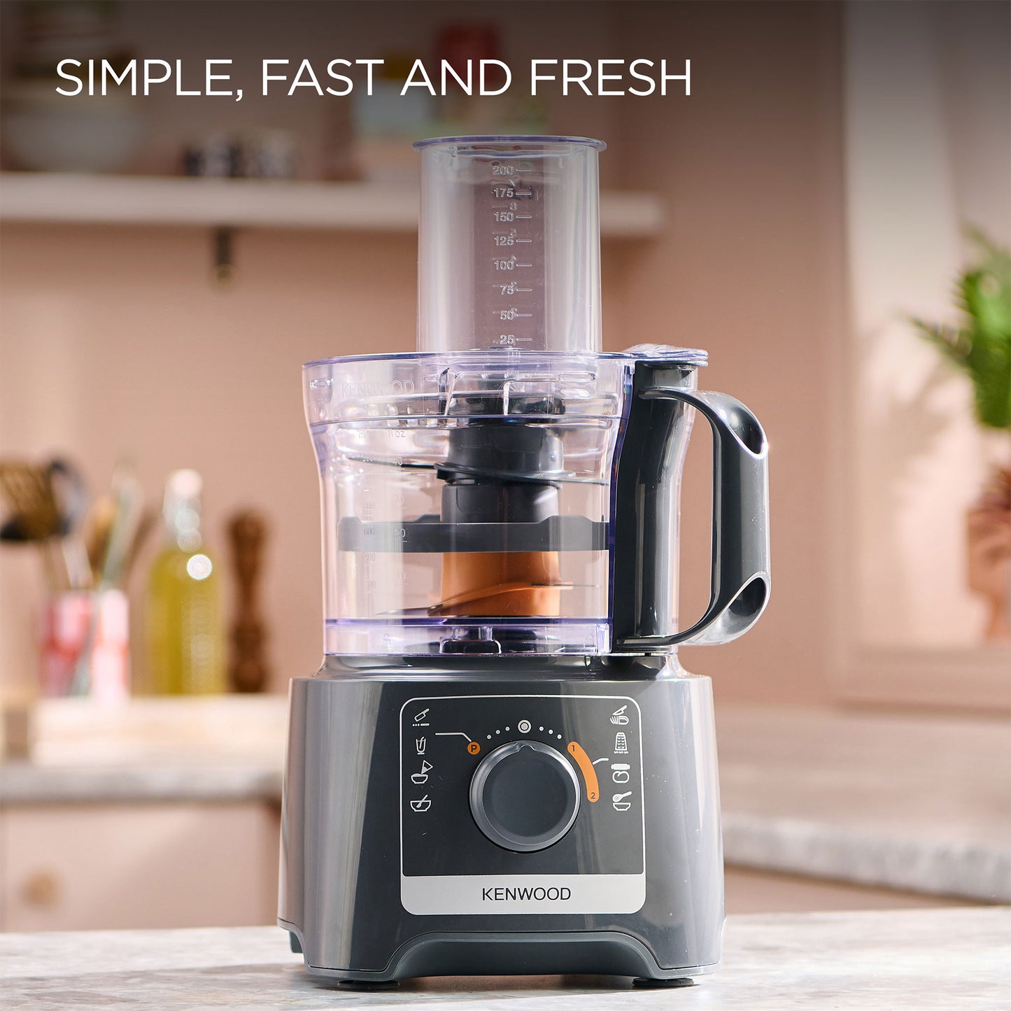 KENWOOD Food Processor 800W Multi-Functional with Blender, Citrus Juicer, Reversible Slicing/Grating Disk, Emulsifying Disk for Whisking, Dough Maker, Knife Blade FDP31.270GY Grey