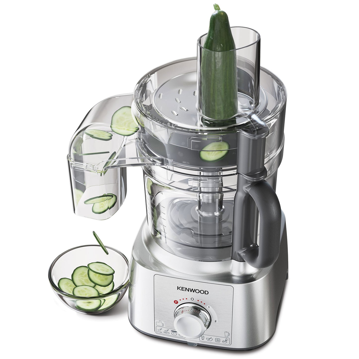 Kenwood Food Processor 1000W Multi-Functional With 3 Stainless Steel Disks, Blender, Grinder Mill, Juicer Extractor, Whisk, Dough Maker, Citrus Juicer, Express Serve/Salad Maker FDP65.880SI Silver